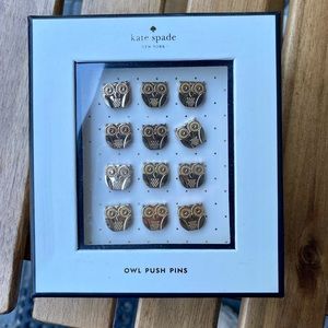 BNIB kate spade gold owl push pins